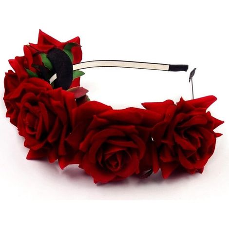 Rosa Blumengirlande als Haarreif für Brautjungfern oder Feste (1/4)