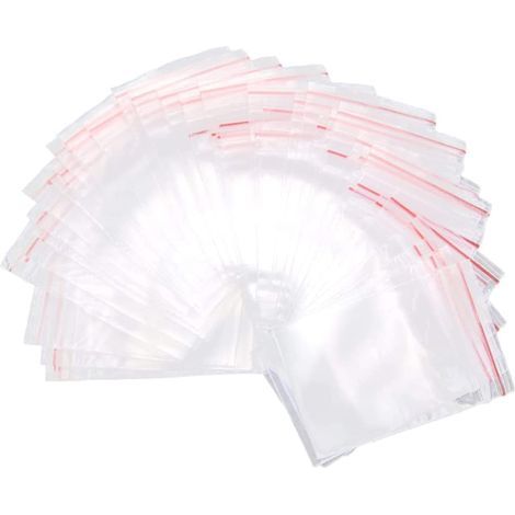 Druckverschlussbeutel – 6 x 9 cm – 0,2 mm dick – Transparent mit rotem Rand – 100 Stück (1/5)