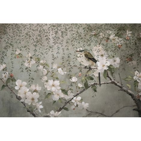 Papier peint panoramique - Fleurs Oiseau - 130 cm x 87 cm (1/2)