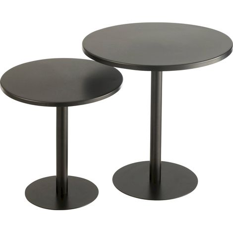 Table gigogne ronde métal noir élégance pour salon moderne - Noir mat élégant