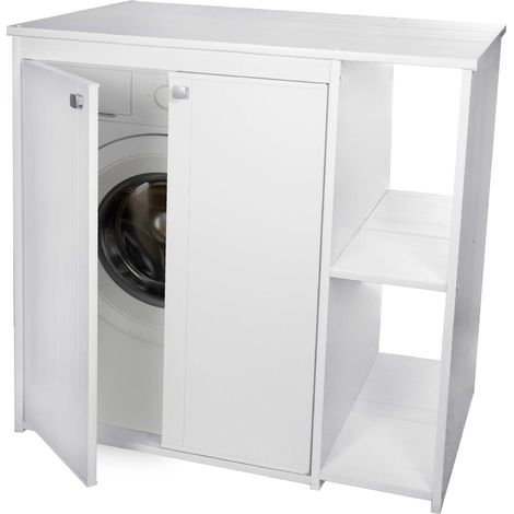 Negrari – Meuble machine à laver en PVC – Kit intérieur/extérieur – Portes de fermeture – Tablette latérale – Dimensions 94x60x94 cm – Résistant à l'humidité