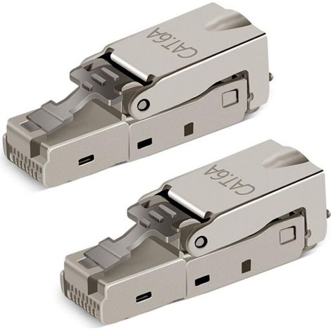 2 connecteurs modulaires RJ-45 Cat6/6A sans outil. Connecteur RJ45 Cat6A blindé pour câble d'installation de calibre 23-26 AWG. (1/5)