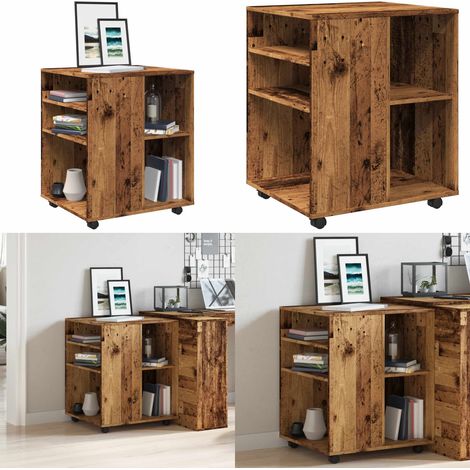 Armario con ruedas madera de ingeniería envejecida 60x53x72 cm - Armario de madera - Armario con ruedas para oficina