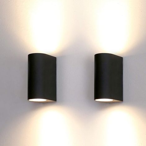 2pcs Applique Murale Exterieur Aluminium Up/Down Eclairage Exterieur/Interieur, IP44 Étanche noir lampes de jardin pour patio, terrasse, jardin (1/5)