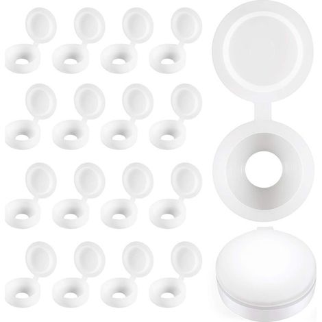 Cache-vis à Charnière en Plastique Plier les Couvercles à Vis Laveuse Flip Tops Blanc (1/5)