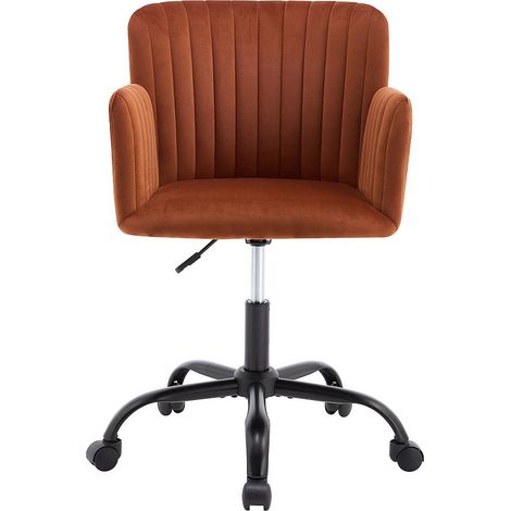 Chaise de bureau - Velours - Terracotta - Hauteur réglable - TOARA (1/4)