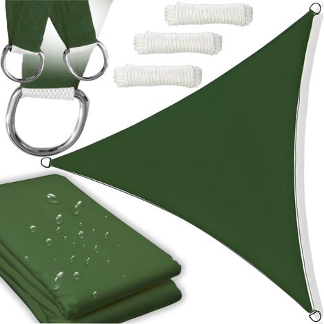 Vela parasole da giardino triangolare verde con protezione UV, dimensioni 3,6x3,6x3,6 m. (1/5)