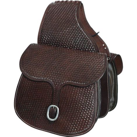 Sacoche arrière en cuir avec vannerie pour selle western