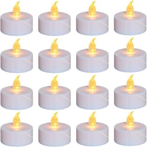 Lot de 24 bougies chauffe-plat LED sans flamme, lumière jaune chaude, fonctionnant sur piles pendant plus de 100 heures, idéal pour fêtes, mariages, anniversaires, cadeaux et décoration intérieure (1/5)