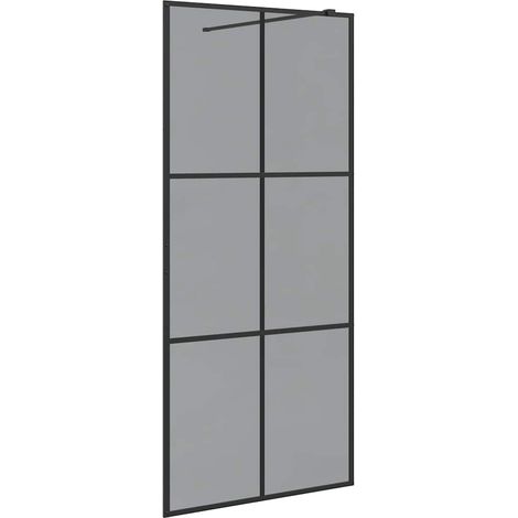 vidaXL Walk-in Shower Wall Black 90 x 195 cm Tempered Glass