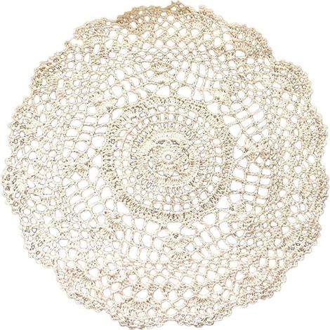 Napperons en dentelle crochetée à la main de 30 cm, napperons ronds vintage faits main, mini napperons flocons de neige pour la décoration de table, beige (1/5)