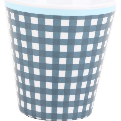 260ml Imitation Porcelain Water Cup Coffee Milk Cup Drinking Mug for Restaurant School Use(Grille bleu foncé )