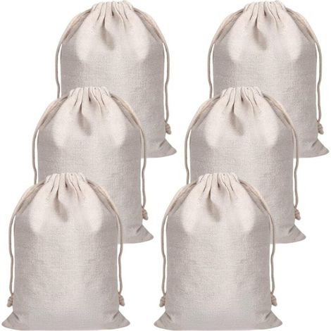 6 Pièces Pochon Tissu 20x30 cm,Sachet Tissu Avec Cordon,Sacs En Coton,Pochette Tissus Cadeau,Sachet Toile de Jute,Sac à Pain En Lin,Pochette Bijoux,Sacs Réutilisables à Fruits et Légumes (1/5)
