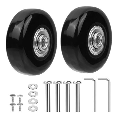 Suitcase Caster, 50 x 18 mm Universal Rubber Swivel Wheels, Casters, Spare Wheels, Spare Wheels for Luggage, Suitcases, Repair with Accessories (1/5)