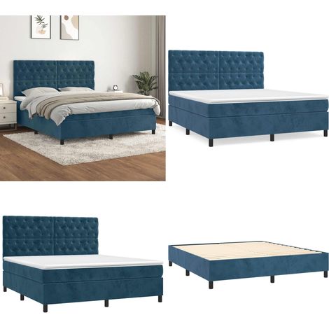 Boxspringbett mit Matratze Dunkelblau 160x200 cm Samt - Boxspringbett - Doppelbett - Samtbett - Luxusbett - Dunkelblaues Bett - Home & Living (1/5)