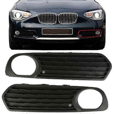 Paire de grilles de protection de feux antibrouillard avant noires de haute qualité avec trous pour BMW F20 F21 116i 118i 120i (2011-2013). (1/5)
