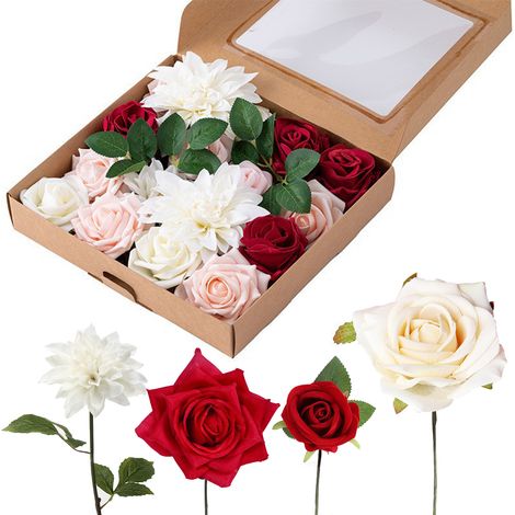 (Style 7) Bouquet de mariage à faire soi-même, coffret cadeau de fleurs avec tige, bouquet à composer soi-même pour la maison (1/2)