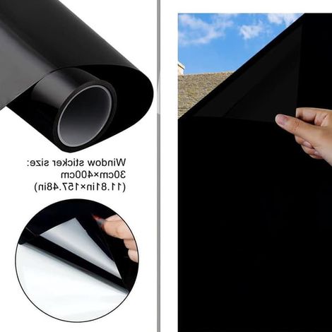 Allecta - Film pour vitres noir opaque - Autocollant - Anti-UV - 30 x 400 cm (1/5)