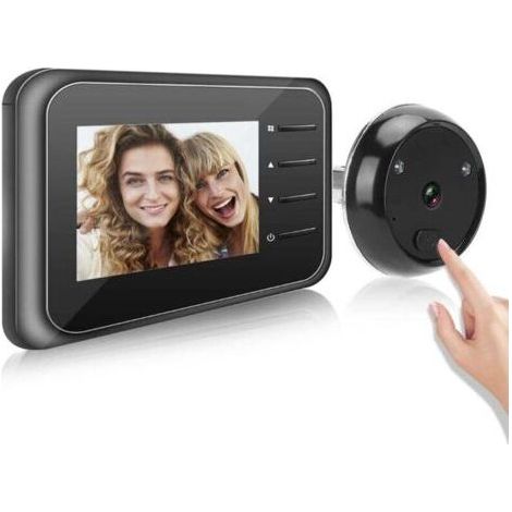 Drahtlose digitale Video-Türklingel, Türspionkamera mit 2,4-Zoll-LCD-Monitor, elektronische Überwachungskamera mit Katzenaugen-Design, 90°-Weitwinkel-HD-Objektiv, Infrarot-Nachtsicht (1/5)