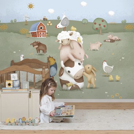 Papier peint panoramique Animaux de la ferme 300 x 280cm Multicolore (1/5)