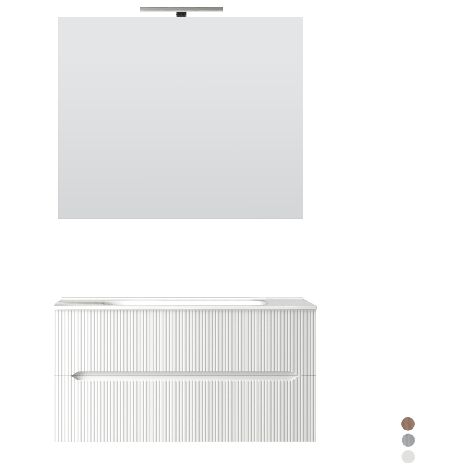 MOBILE BAGNO SOSPESO LINEA STICK CANNETTATO DA 90 CM Misura: Noce Gold (1/5)