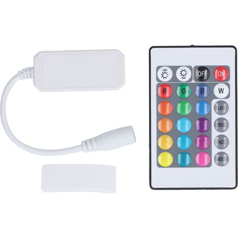 Télécommande LED 24 touches, 4 broches, 2,4 GHz, RGB, IR, sans fil, avec connecteur et autocollant, compatible Android et OS X (1/5)