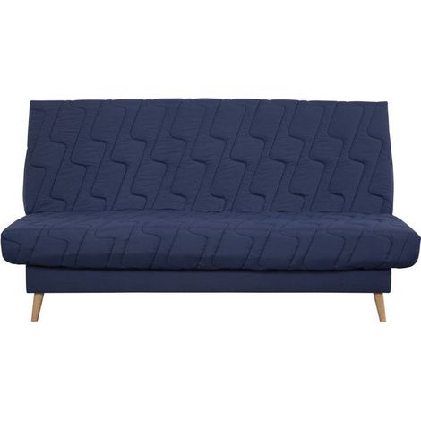 Canapé convertible clic-clac 2 places VOLTA avec matelas Dunlopillo 13 cm marine 120 x 190 cm (1/5)
