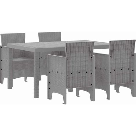 Maison Exclusive - Garten Essgruppe 5 Stk. Hellgrau Polt Rattan (1/5)