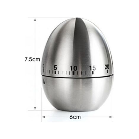 Minuterie de Cuisine à oeufs Alarme Rotative Mécanique en Acier Inoxydable Minuterie de 60 Minutes pour la Cuisson (1/3)