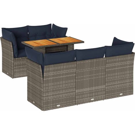 vidaXL Set Divano da Giardino 6 pz con Cuscini Grigio in Polyrattan (1/5)