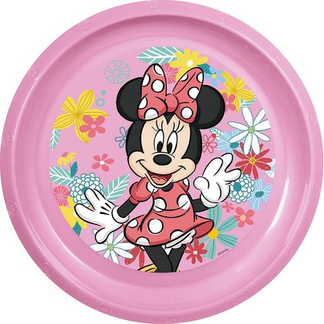 Disney Piatto piano rosa per bambine in plastica Minnie resistente agli urti accidentali e riutilizzabile (1/3)