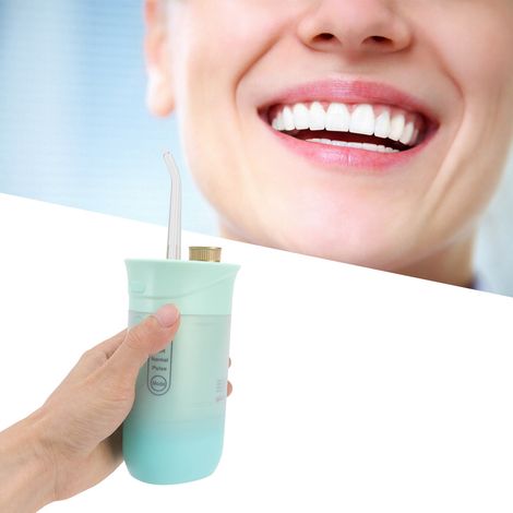 Hydropulseur buccal électrique télescopique portable à haute pression pour le blanchiment des dents, l'élimination du tartre et S57 Vert (1/5)