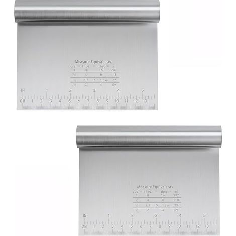 2 Pièces Grattoir à Pâte en Acier Inoxydable avec échelle de Mesure, Coupe Pate, Coupe-Pâte, Spatule à Pâte, Grattoir de Cuisine, Spatule de Cuisine pour Gâteaux, Pizzas, Tartes (15x12 cm) (1/5)
