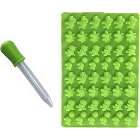 Moule en silicone dinosaure pour gâteaux, mousses, puddings au chocolat et plus encore - 48 petits moules dinosaures et oursons pastel, verts (1/5)
