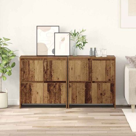 Buffets 2 pcs-Lot de 2 Meuble de rangement Bois ancien 70 x 41 x 75 cm Bois d'ingénierie 537496 (1/5)