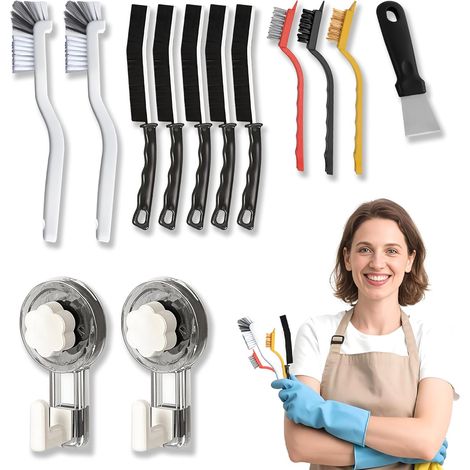 Set: Handtuchhaken mit Saugnapf + Eckenreinigungsbürsten-Set