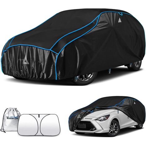 Bâche Voiture Anti-grêle Étanche,Housse de Protection Voiture Extérieur Contre Pluie Soleil Poussière en EVA,avec Pare-Soleil Amovible, pour Berlines (Longueur Max 415 cm) (1/5)