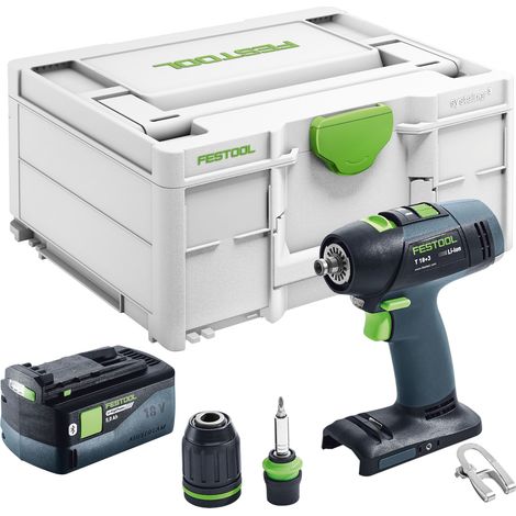 Perceuse-visseuse sans fil Festool T 18+3-Basic 18 V 50 Nm Brushless + 1 batterie 5,0 Ah + Systainer - sans chargeur