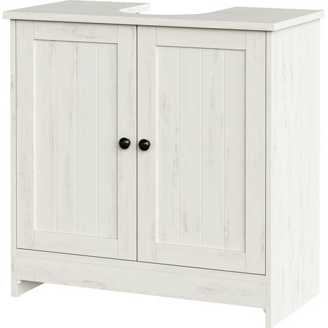 Meuble sous Lavabo Toolless, Assemblage Rapide sans Outils, avec Étagère Réglable, Blanc (1/5)