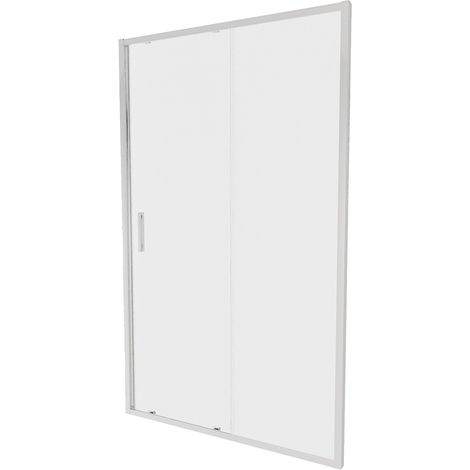 Porte de douche pour niche 120cm Slim Profils Aluminium Chromé 6mm Verre Opaque Ajustable 117-121cm h190 - Réversible Mod. Portofino