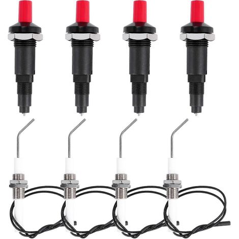 Allumeur Piézo à Poussoir Propane 30cm, Kit de 4 Pièces avec Fil pour Barbecue à Gaz, Igniteur de Remplacement (1/5)