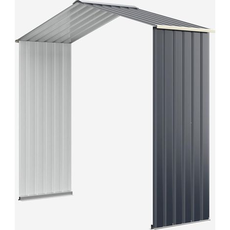 COSTWAY Casetta da Giardino Porta Attrezzi in Acciaio con Tettoia, Ideale per Cortile, Giardino e Fattoria (203 x 64 x 195 cm) (Pannelli per Estensione)