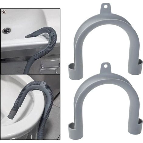 2 Stück Universal-Ablaufschlauchhaken, Ablaufschlauchhalterung, Ablaufverlängerung, Universal-Winkelablauf für Geschirrspüler und Waschmaschine, Grau