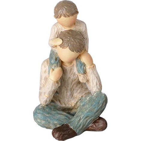 Sculpture Bois Famille - Père et Son Sculptés Ensemble : Figurine en Bois Massif pour Décor Bureau, Cadeau pour Fêtes des Pères et Mères (1/5)