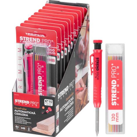 Bleistift Strend Pro Premium, mit Clip, Stahlspitze, Zimmermannsbleistift, Markierer mit Spitzer, mit 6 Minen, Set
