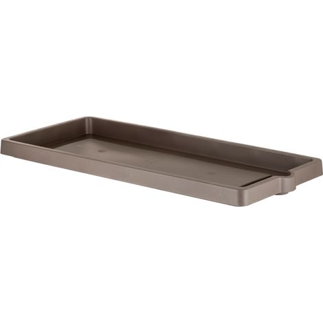 Soucoupe jardinière rectangle "Legno" en plastique - L 75 x l 33,5 cm - Taupe - Livraison gratuite (1/2)