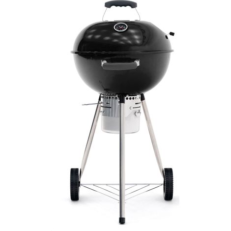 Barbacoa de Carbón Portátil con Ruedas Kekai Yellowstone 58x47x100 cm Redonda con Tapa y Encendedor Esmaltado en Negro (1/5)