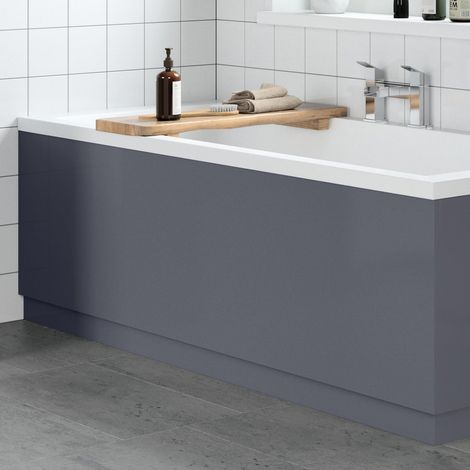 Bathroom 1800mm Front Bath Panel 18mm MDF Grey Gloss Wood Plinth Easy Cut Modern (1/5)