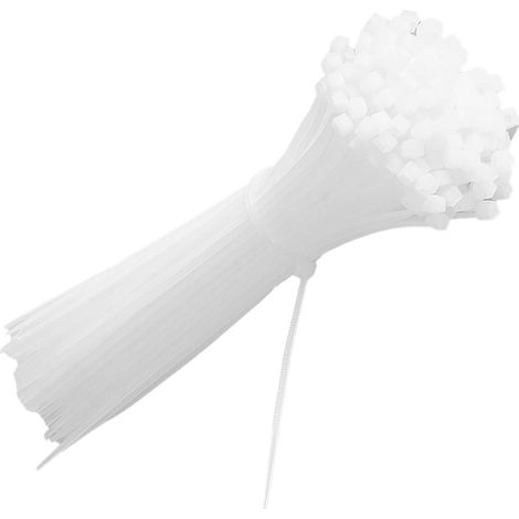 1000Pcs Colliers de Serrage Blancs en Nylon Épaissis, Lot de Fixation de Câbles Résistant à la Chaleur, Antidérapants et Sûrs, Largeur 1,8 mm (1/5)
