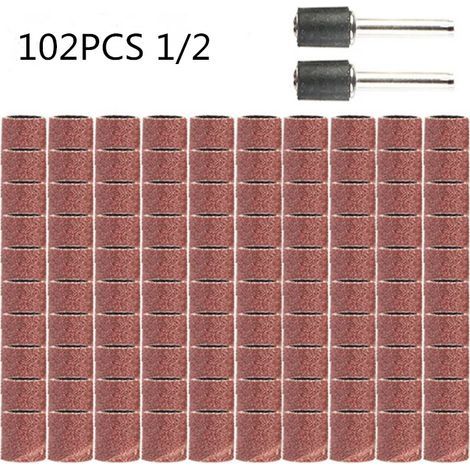 Bandes abrasives de polissage,102 pièces, 1/2 grain avec mandrin pour Dremel, outils rotatifs, outils abrasifs (1/5)